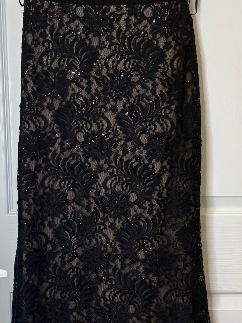 Nightway Black Sequin Lace Nude Illusion Cocktail Dress 12